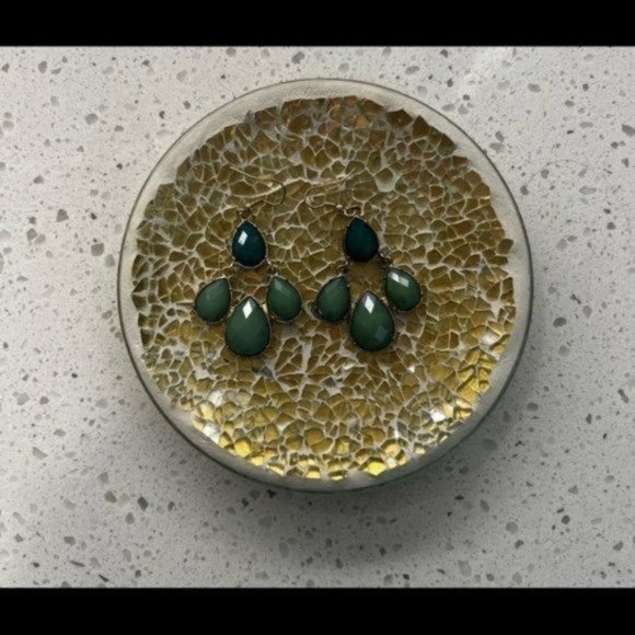 Multicolor Green Dangle Earrings - Gold Jewelry for Women - Dangling Earrings - Picture 3 of 4